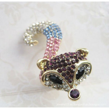 Anillo de dedo tan lindo Fox pavimentado con joyería Rhinestone FR19